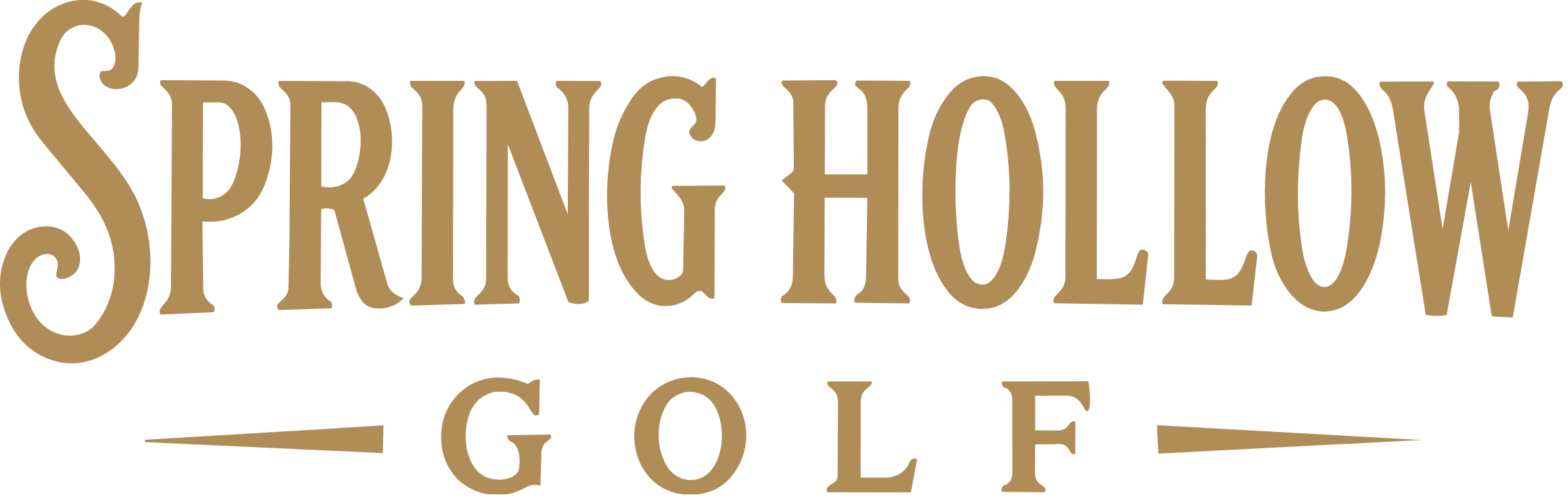 Spring Hollow Golf logo in elegant gold lettering on a transparent background.
